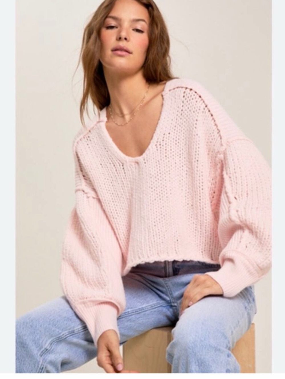 Altar'd State Laney Pink Cropped Sweater - Picture 2 of 6